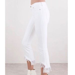 Pistola | White Cropped Fringe Jeans | 29 | High Waist